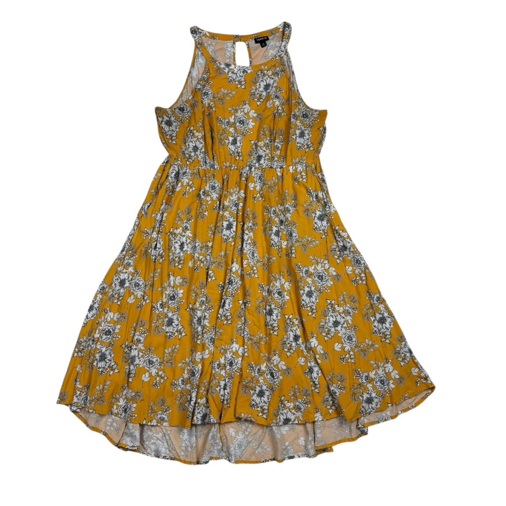 Torrid Yellow Floral Sleeveless Dress - Picture 2 of 8